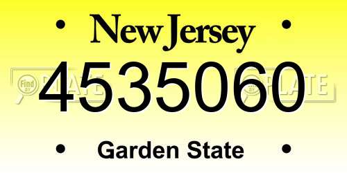 4535060 New Jersey License Plate