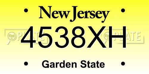 4538XH New Jersey License Plate