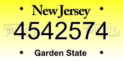 4542574 New Jersey License Plate