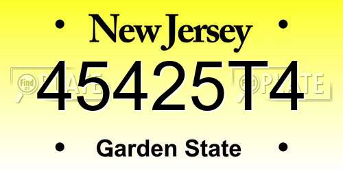 45425T4 New Jersey License Plate