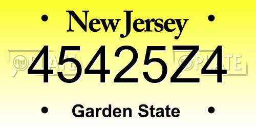 45425Z4 New Jersey License Plate