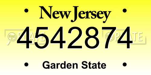 4542874 New Jersey License Plate