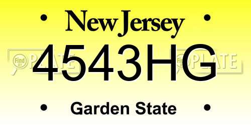 4543HG New Jersey License Plate