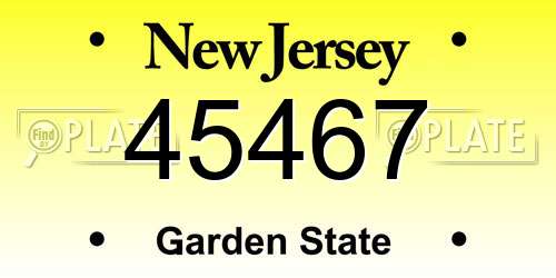 45467 New Jersey License Plate