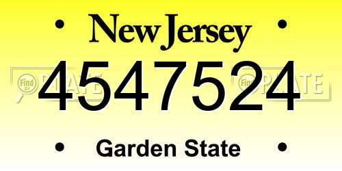 4547524 New Jersey License Plate