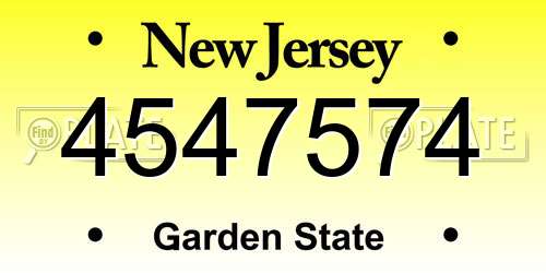 4547574 New Jersey License Plate