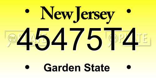 45475T4 New Jersey License Plate