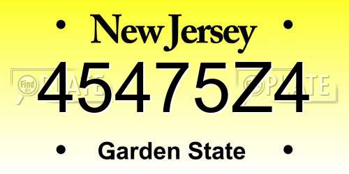 45475Z4 New Jersey License Plate