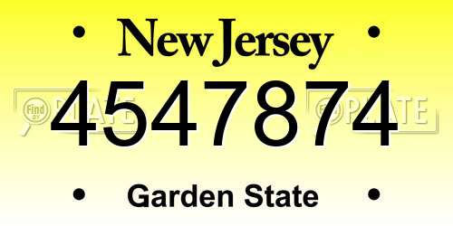4547874 New Jersey License Plate