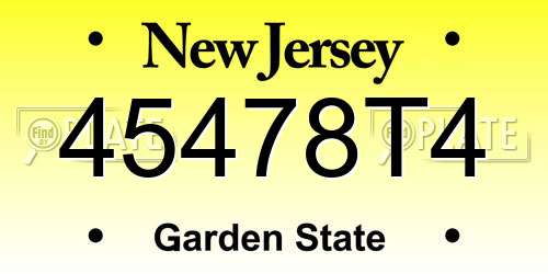45478T4 New Jersey License Plate