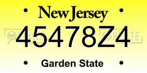 45478Z4 New Jersey License Plate