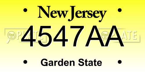 4547AA New Jersey License Plate
