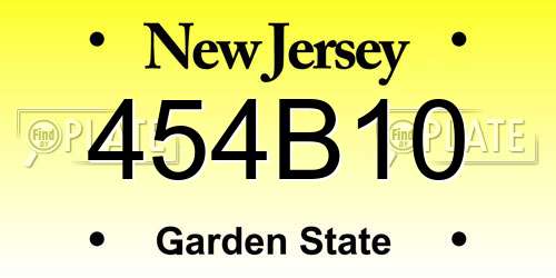 454B10 New Jersey License Plate