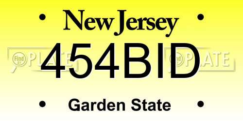 454BID New Jersey License Plate