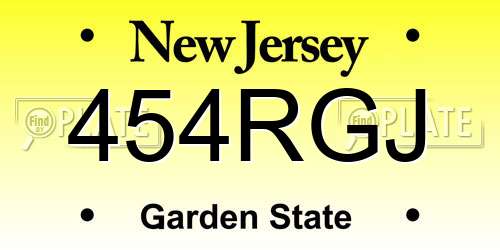 454RGJ New Jersey License Plate