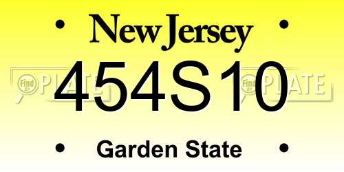 454S10 New Jersey License Plate