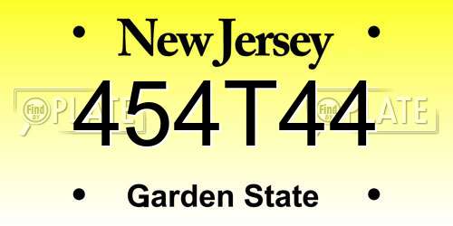 454T44 New Jersey License Plate