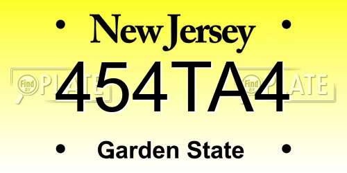 454TA4 New Jersey License Plate
