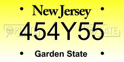 454Y55 New Jersey License Plate