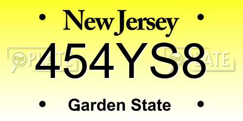 454YS8 New Jersey License Plate