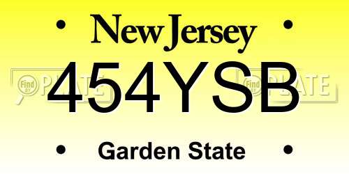 454YSB New Jersey License Plate