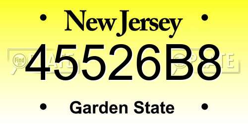 45526B8 New Jersey License Plate