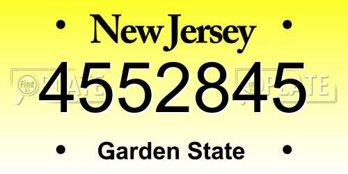 4552845 New Jersey License Plate