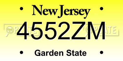 4552ZM New Jersey License Plate