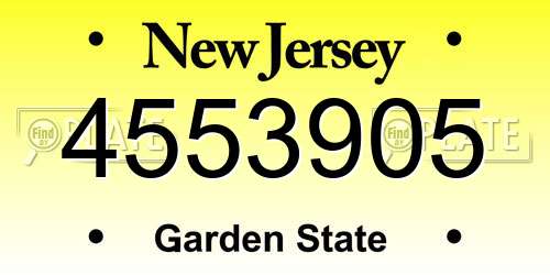 4553905 New Jersey License Plate