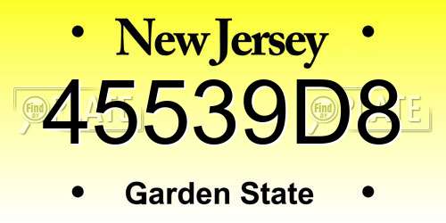 45539D8 New Jersey License Plate