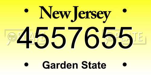 4557655 New Jersey License Plate