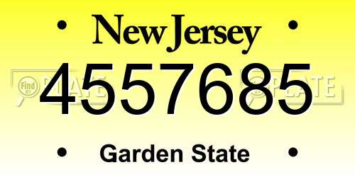 4557685 New Jersey License Plate