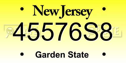 45576S8 New Jersey License Plate