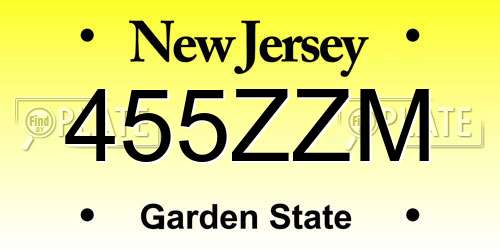 455ZZM New Jersey License Plate