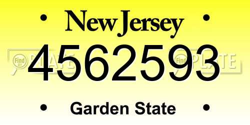 4562593 New Jersey License Plate