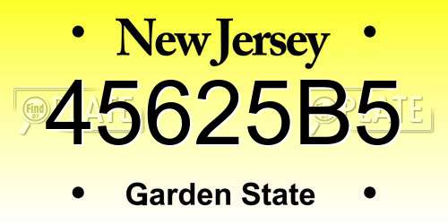45625B5 New Jersey License Plate