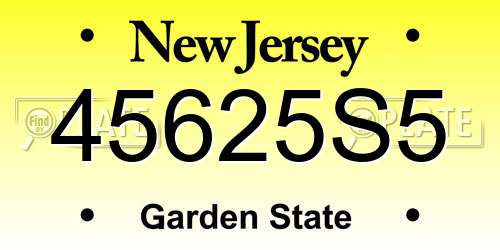 45625S5 New Jersey License Plate