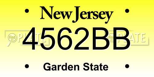 4562BB New Jersey License Plate