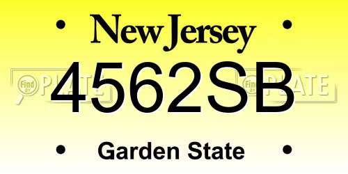 4562SB New Jersey License Plate