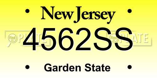 4562SS New Jersey License Plate