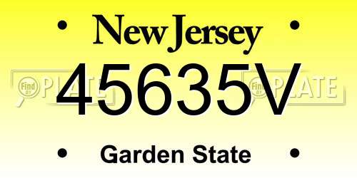 45635V New Jersey License Plate