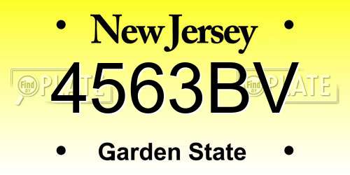 4563BV New Jersey License Plate