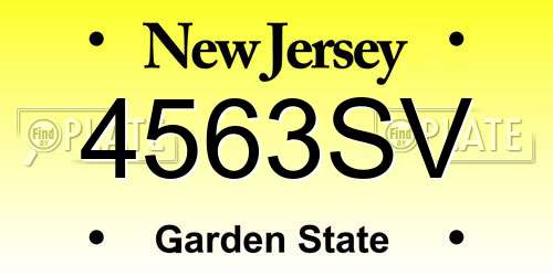 4563SV New Jersey License Plate