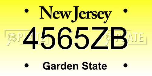 4565ZB New Jersey License Plate