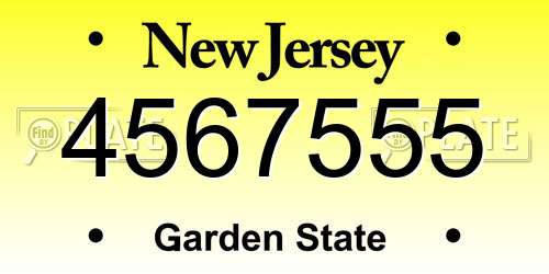 4567555 New Jersey License Plate