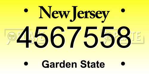4567558 New Jersey License Plate