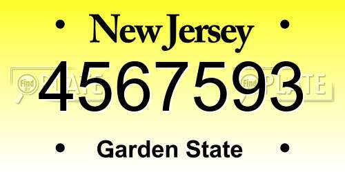4567593 New Jersey License Plate