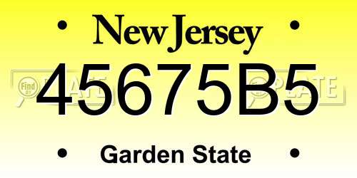 45675B5 New Jersey License Plate