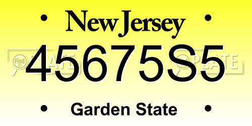 45675S5 New Jersey License Plate