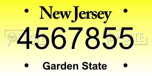 4567855 New Jersey License Plate